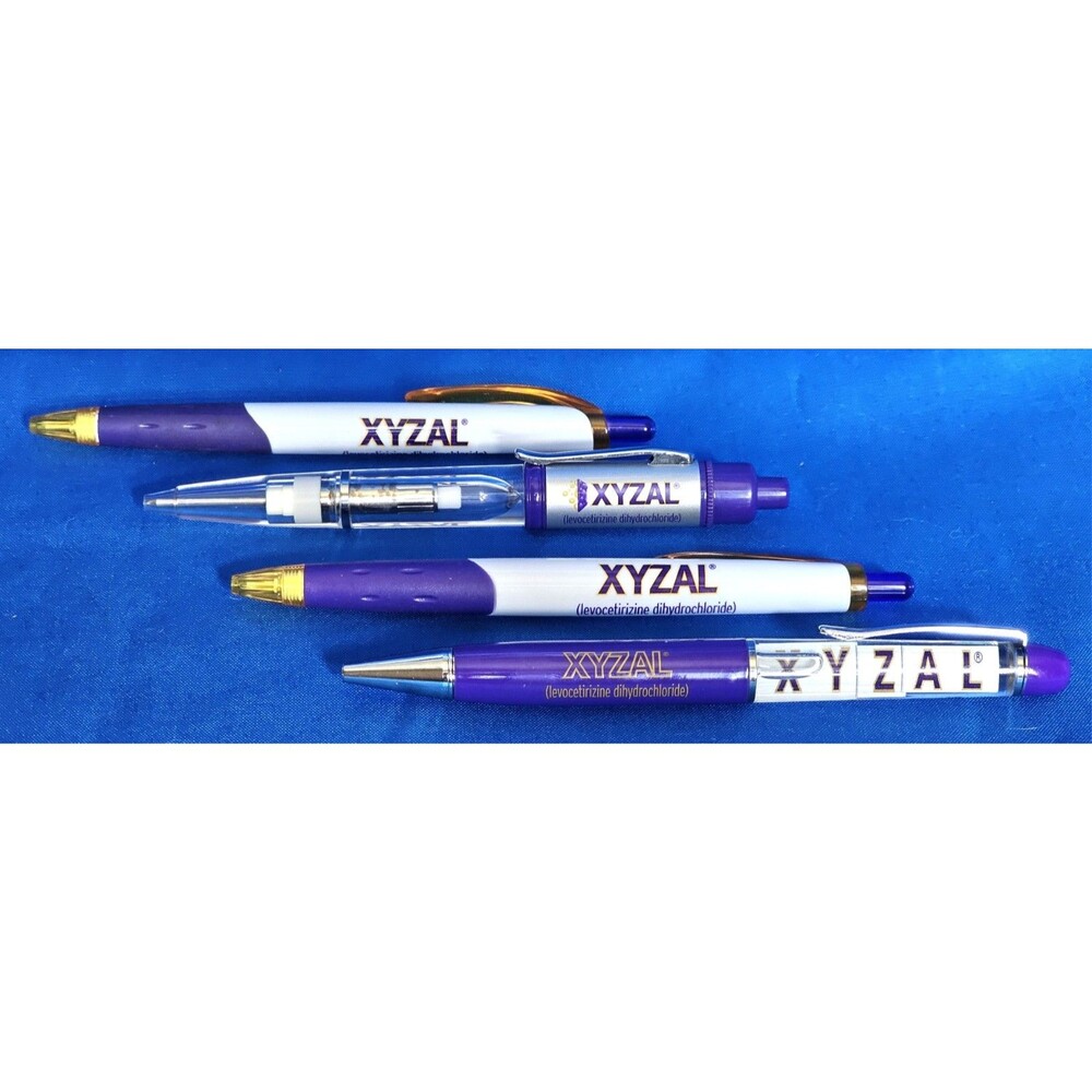 XYZAL Drug Rep Ink PENS Light Up Floating Letters Collectible Pharmaceutical New